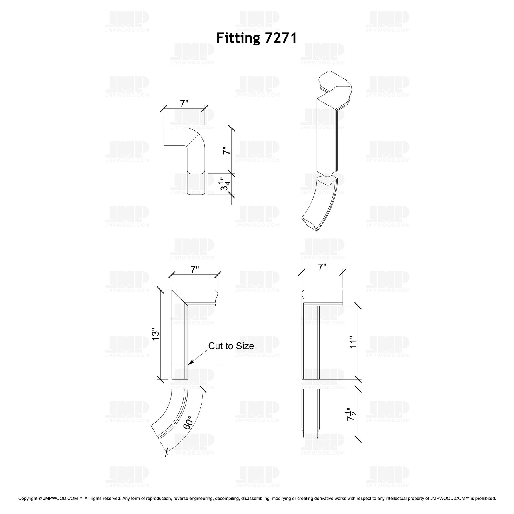 Fitting 71 - Level Quarter Turn Gooseneck Fitting with No Cap - 2 Rise (Left Hand)