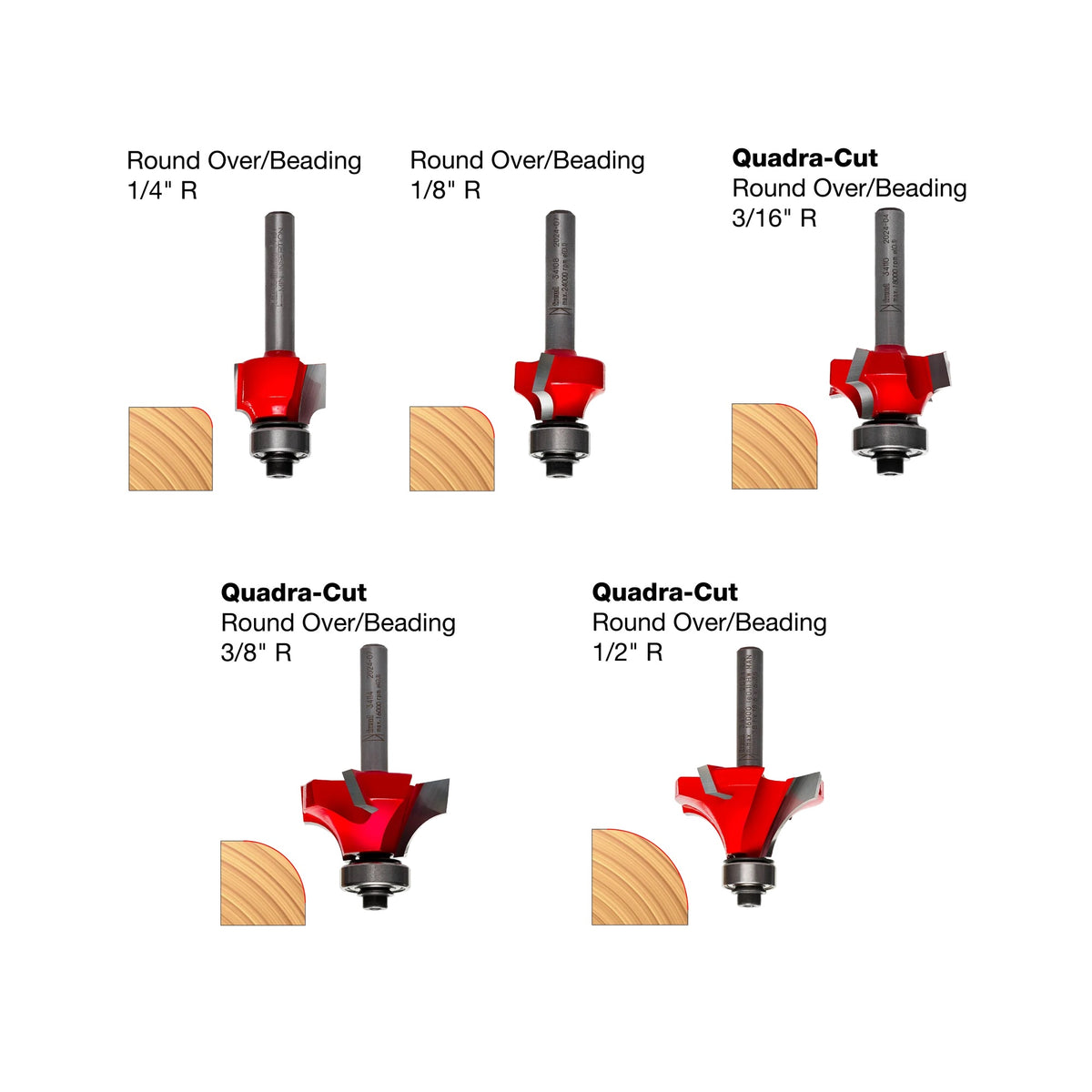 #Option_89-102 - 5 Piece Round Over/Beading Bit Set (1/4" Shank)