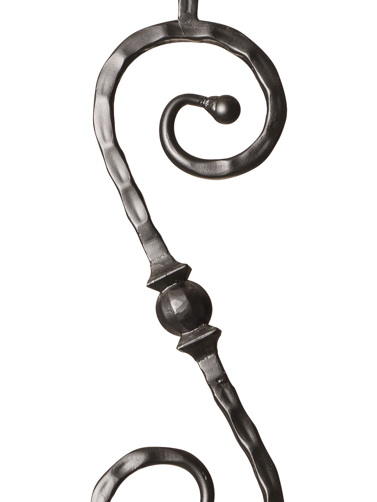 Iron Baluster 9034 - 9/16" Hammered Face - S Scroll With Ball