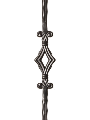 Iron Baluster 9040 - 9/16" Hammered Face - Single Diamond