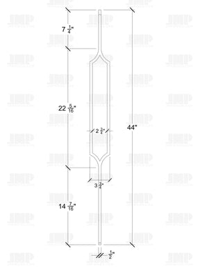 Iron Baluster 9098 - 1/2" Square - Hexagon