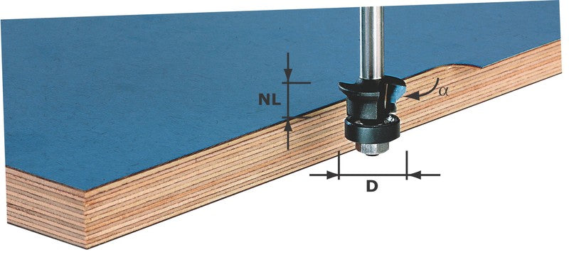Festool Edge Trimming Chamfer Bit HW S8 D24/0° +45°