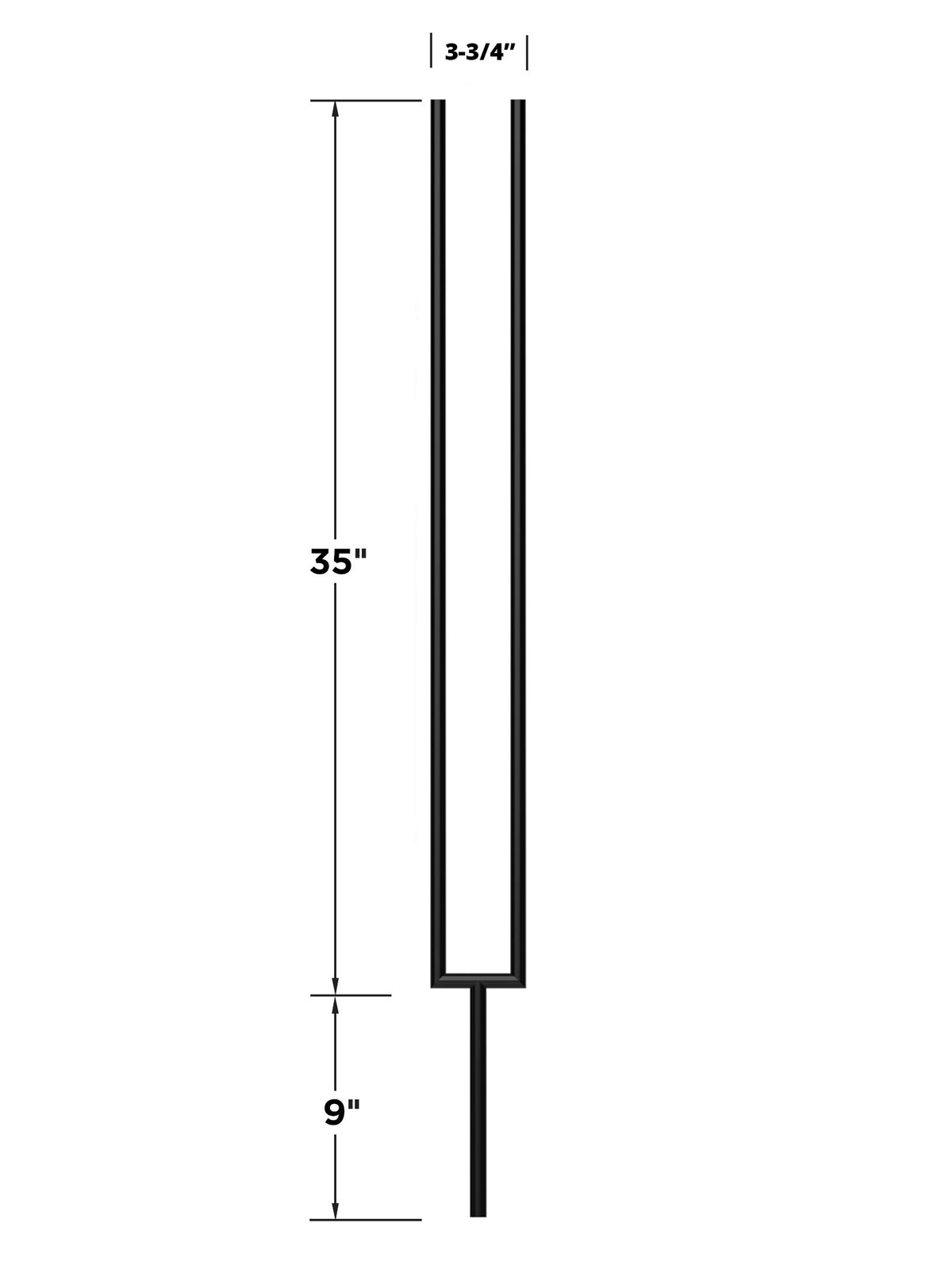 Iron Baluster 9596 - 5/8" Round - Split Rectangle