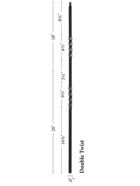 Mega Iron Baluster 9902 - 3/4" Square - Double Twist