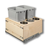 #Option_20 3/8 x 19 5/8 x 21 1/2 - Double 34-Quart "Gray" Bins, 3 Canisters Right Of Bins