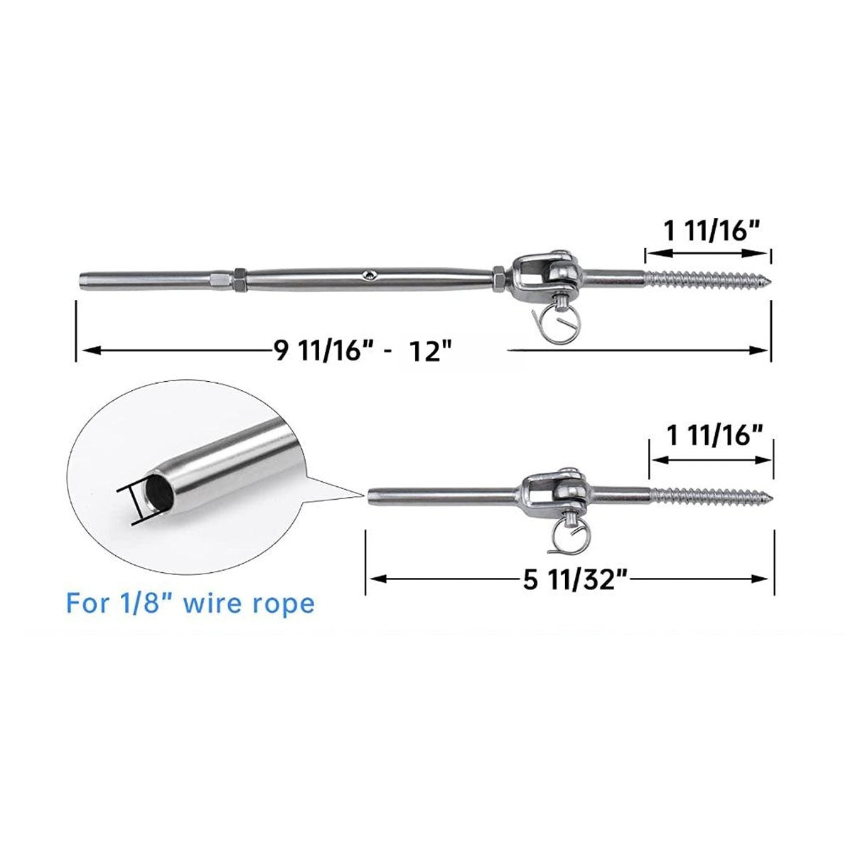 STLX-CC010 1/8" Cable Hardware Kit - Swage Toggle Turnbuckle Hardware