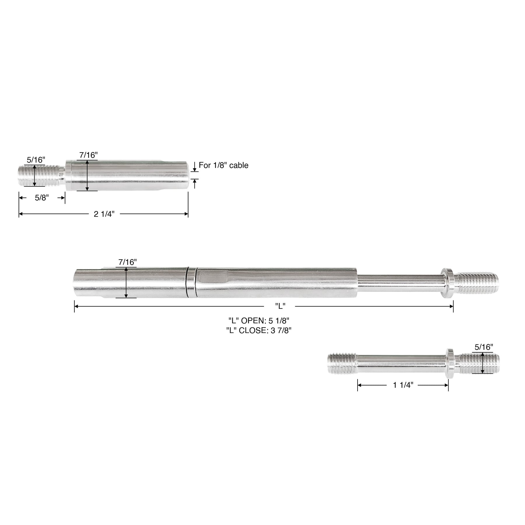 SteelX CC018 1/8" Cable Hardware - Quick Lock Tensioner with Threaded Bolt