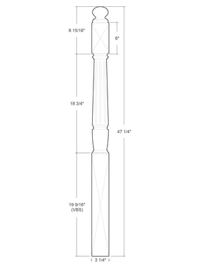 Chicago Post to Post Newel (Fluted)