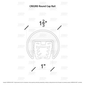 GlassX CR02RD Stainless Steel Round Cap Rail for Glass Railings - 16'