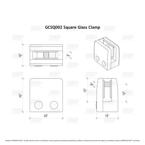 GlassX GCSQ002 Stainless Steel Square Glass Clamp