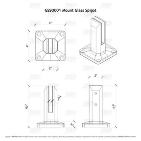 GlassX GSSQ001 Stainless Steel Level Mount Glass Spigot
