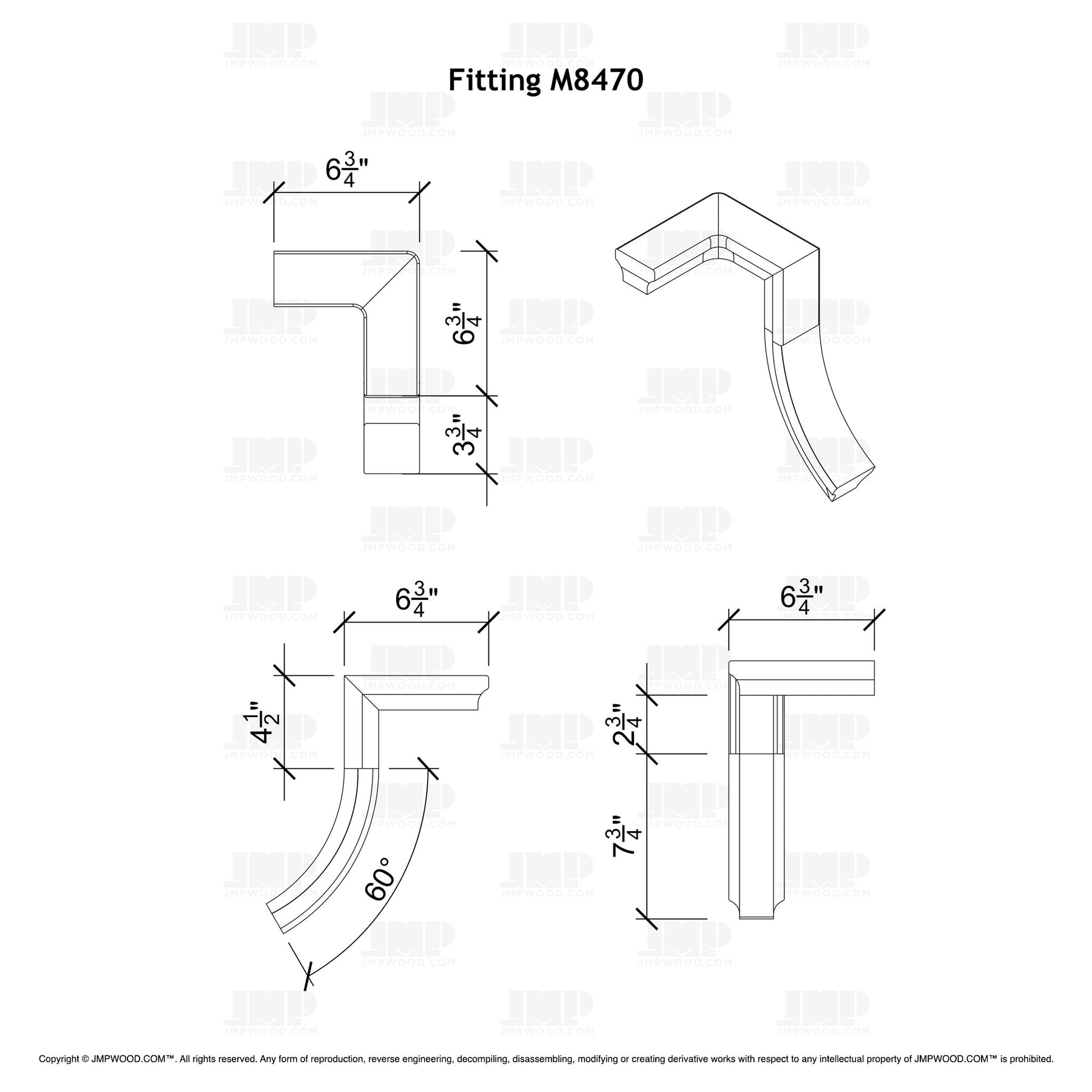Fitting M8470 - Level Quarter Turn Gooseneck Fitting with No Cap (Left Hand)