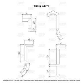 Fitting M8471 - Level Quarter Turn Gooseneck Fitting with No Cap - 2 Rise (Left Hand)