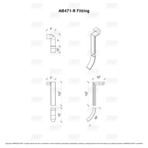 Fitting M8471-R (Rounded) - Level Quarter Turn Gooseneck Fitting with No Cap - 2 Rise (Left Hand)