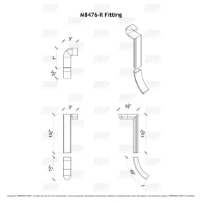 Fitting M8476-R (Rounded) - Level Quarter Turn Gooseneck Fitting with No Cap - 2 Rise (Right Hand)