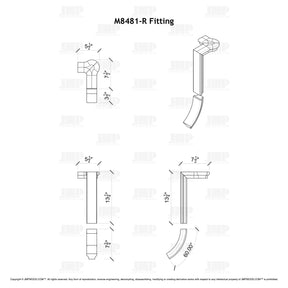 Fitting M8481-R (Rounded) - Level Quarter Turn Gooseneck Fitting with Cap - 2 Rise (Left Hand)