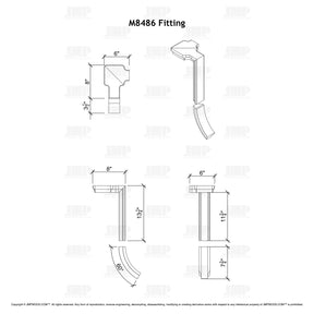 Fitting M8486 - Level Quarter Turn Gooseneck Fitting with Cap - 2 Rise (Right Hand)