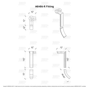 Fitting M8486-R (Rounded) - Level Quarter Turn Gooseneck Fitting with Cap - 2 Rise (Right Hand)