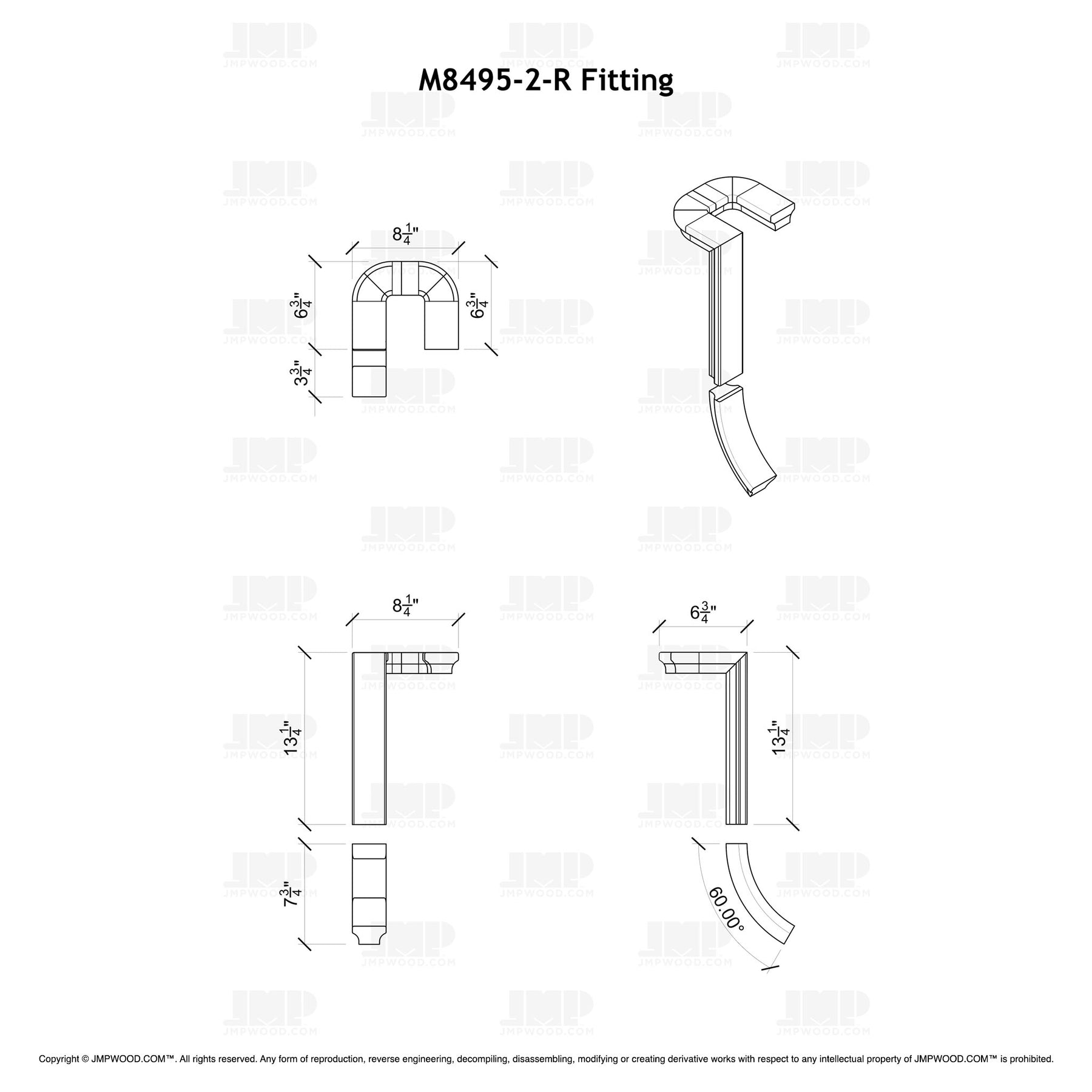 Fitting M8495-2-R (Rounded) - Landing Return Riser with No Cap 2-Rise (Right Hand)