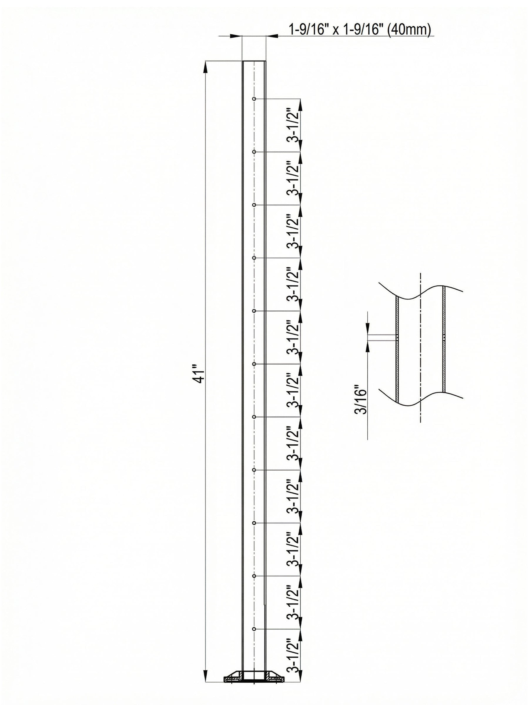 nm622ページ SteelX NP042 Newel Post - 90° Quarter Turn Holes - JMP Wood