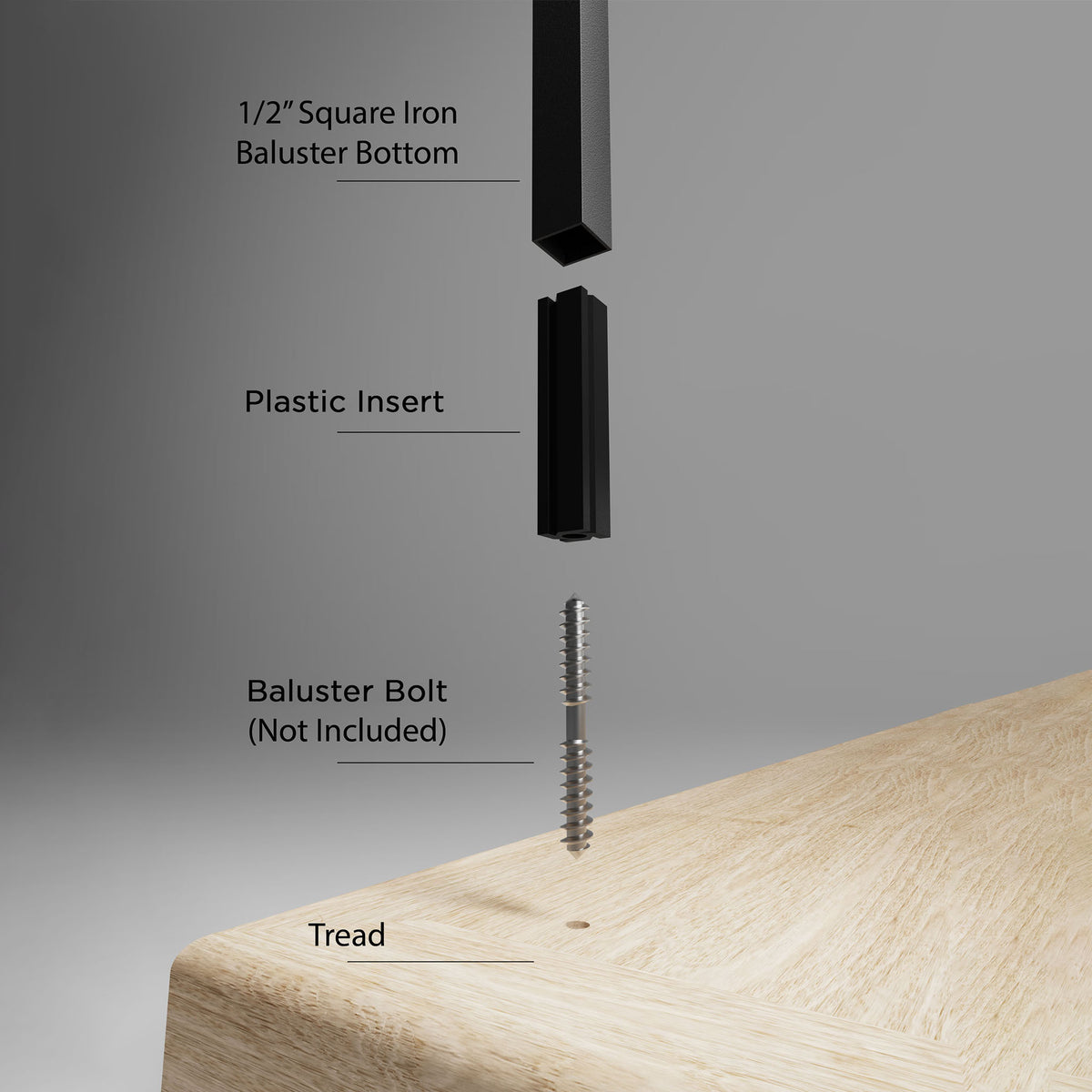 Plastic Insert PS12SQ for 1/2" Square Iron Balusters