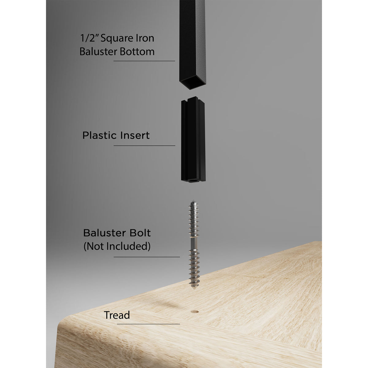PS12SQ Plastic Insert for 1/2" Square Iron Baluster