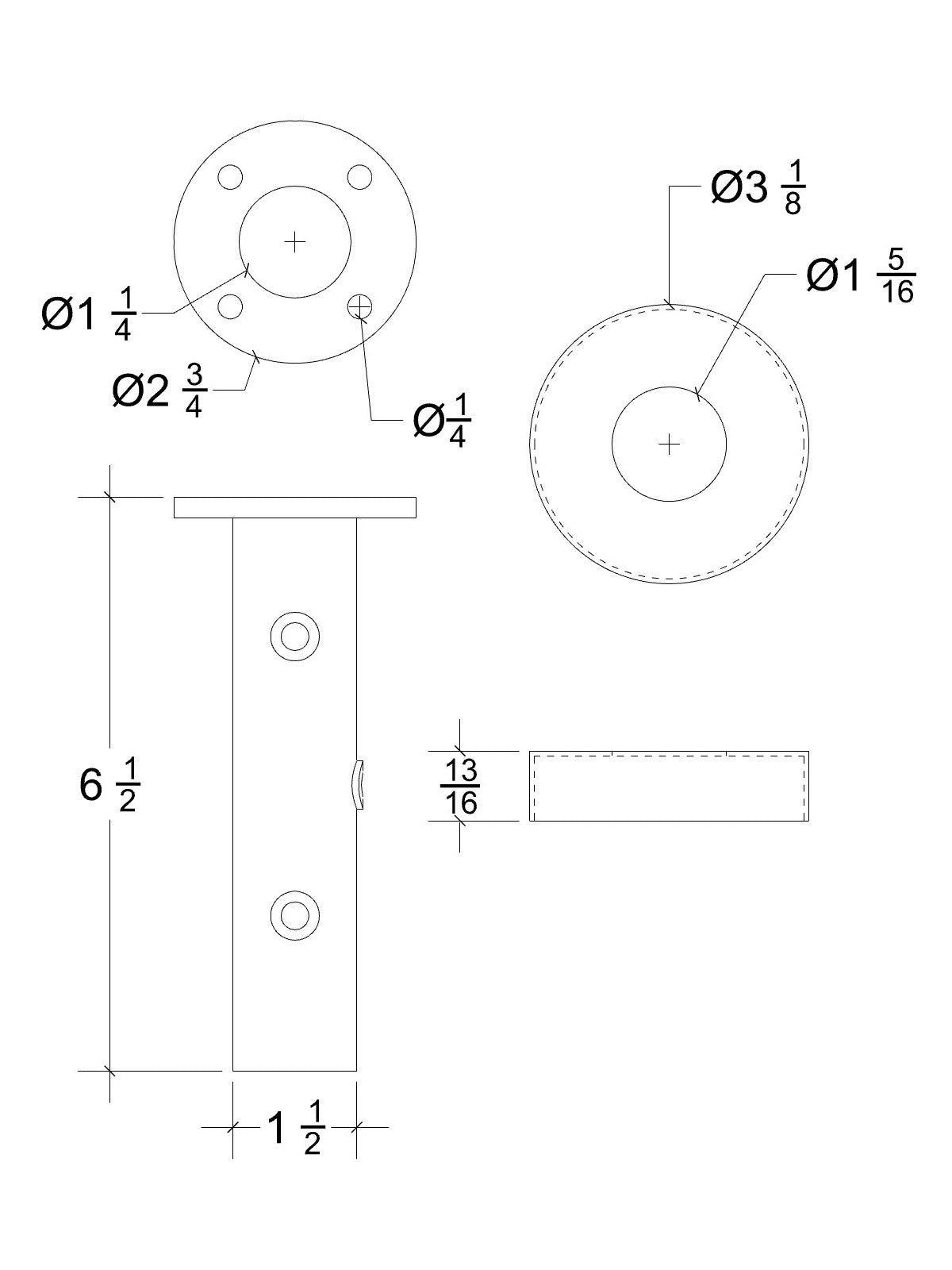 Iron Newel Mounting Kit RD-NMK100 - Round 1-3/16"