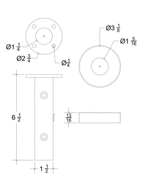 Iron Newel Mounting Kit RD-NMK100 - Round 1-3/16"