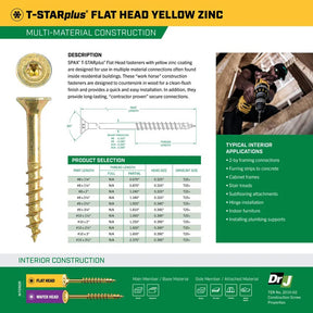SPAX Multi-Material T-Star Plus Flat Head Screws - Yellow Zinc