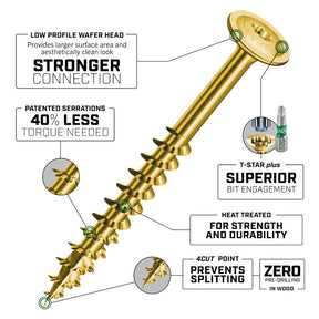 SPAX Multi-Material Wafer Head Yellow Zinc T-Star Plus Cabinet Screws