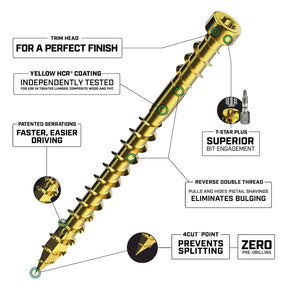 SPAX PowerTrim Double Reverse Thread Composite (PVC) Screws - Cylindric Trim Head, T-Star Plus, HCR