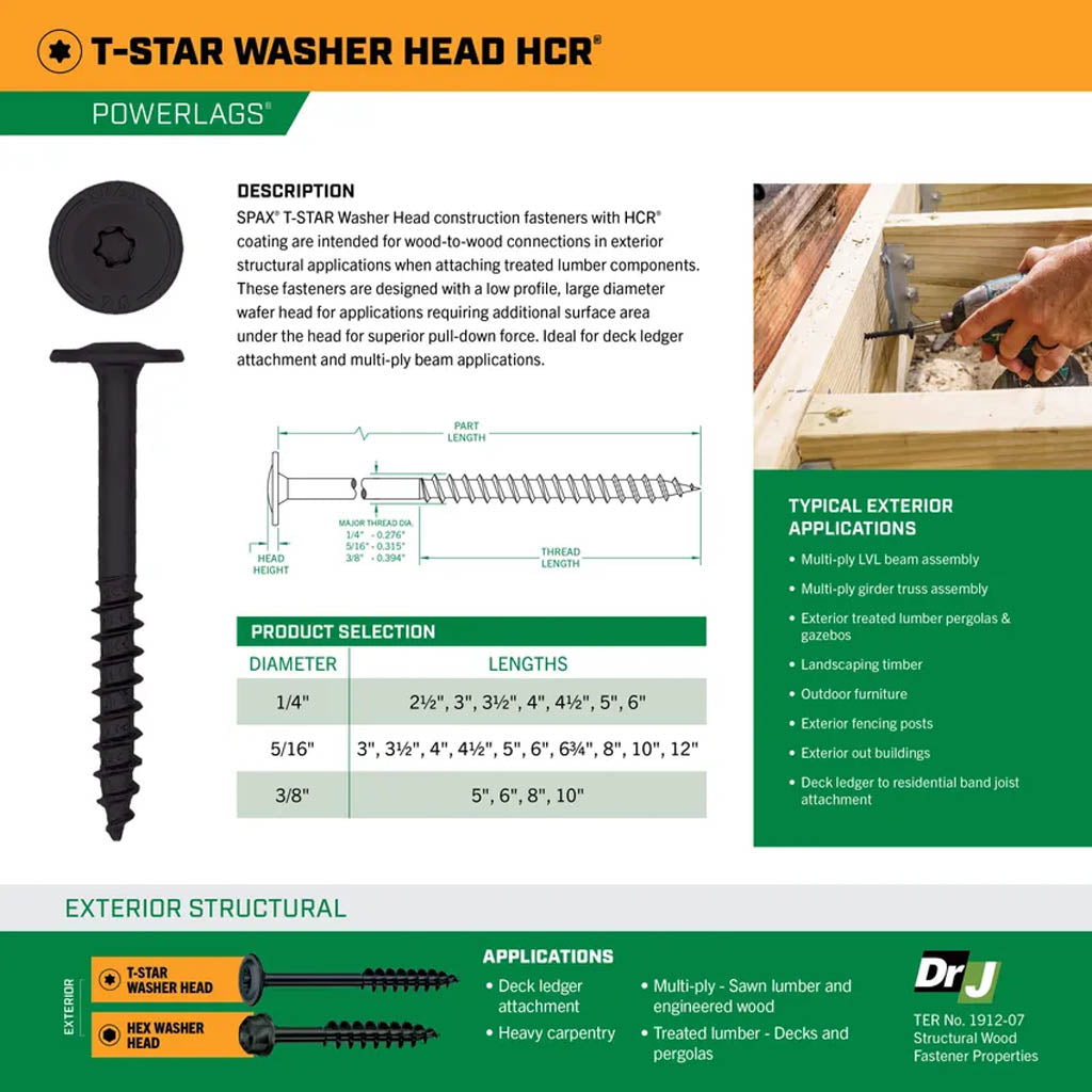 SPAX T-Star Washer Head HCR PowerLags