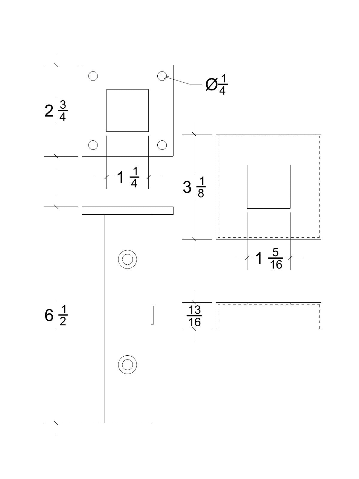 Iron Newel Mounting Kit SQ-NMK200 - Square 1-3/16"