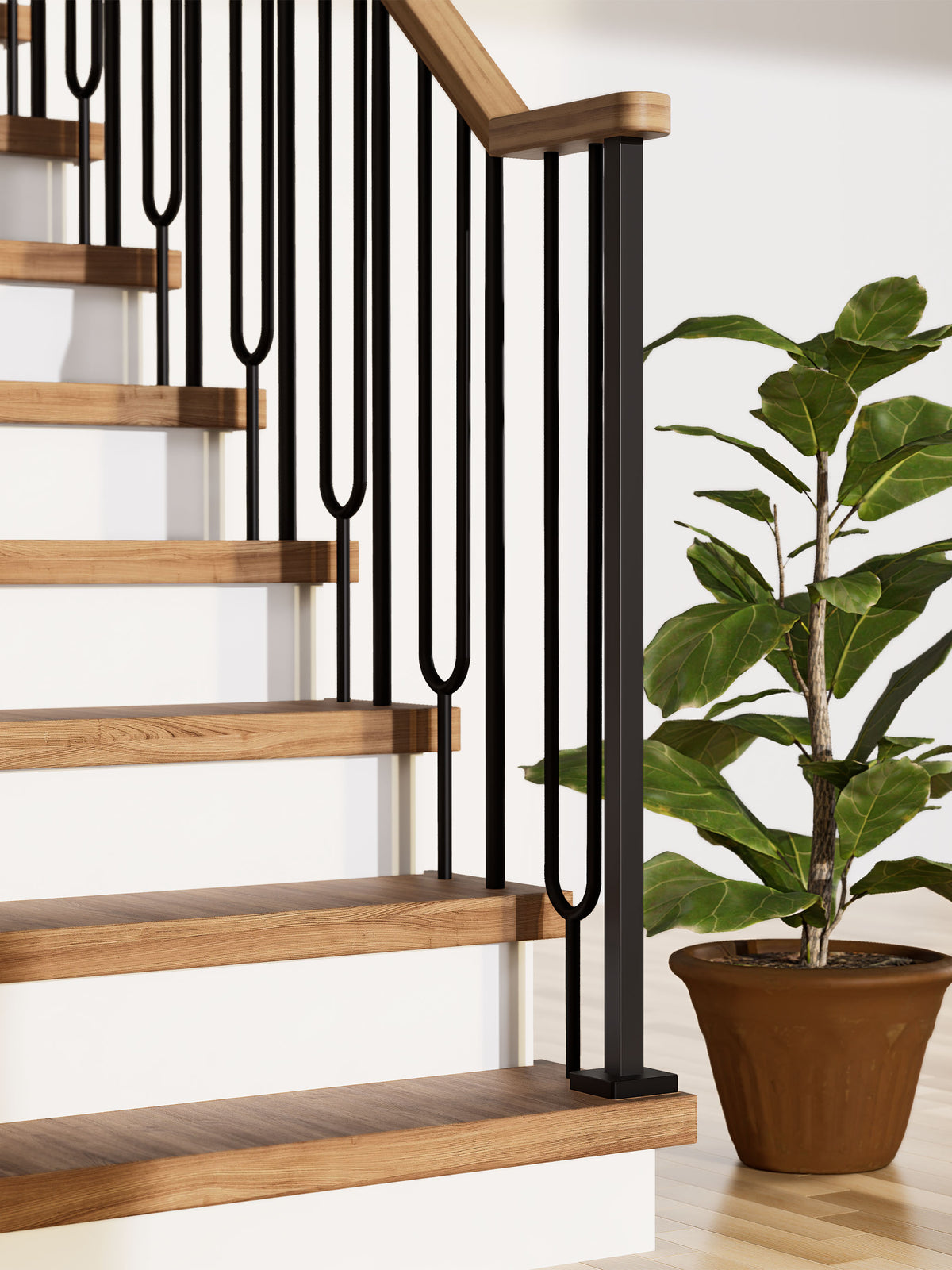 Iron Newel TN01-F - 1-3/16" Square - With Flange & Welded Plate