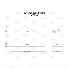 Butcher Block Tread - 4" Thick Stair Tread