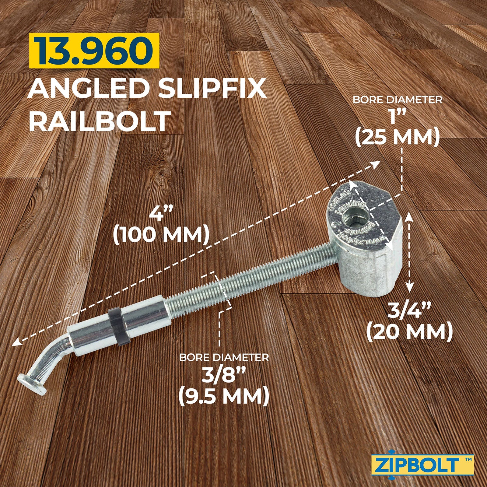 Zipbolt Angled Slipfix Railbolt