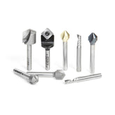 #option_AMS-151 8-Pc V-Groove for Double Edge Folding 1/4 Inch Shank Router Bit Collection