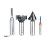 #option_AMS-262 4-Pc CNC Solid and Insert Carbide Simulated MDF Shaker Door Router Bit Pack, 1/4 & 1/2 Inch Shank