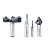 #option_AMS-316 4-Pc CNC Solid and Insert Carbide Simulated MDF Shaker Door II Basic Router Bit Pack, 1/4 & 1/2 Inch Shank