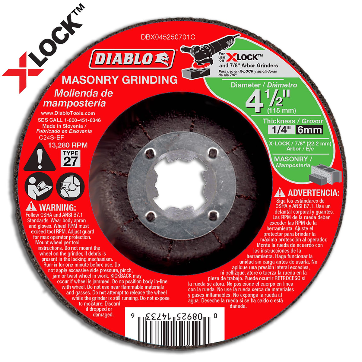 Diablo Masonry Grinding Disc for X-Lock and All Grinders