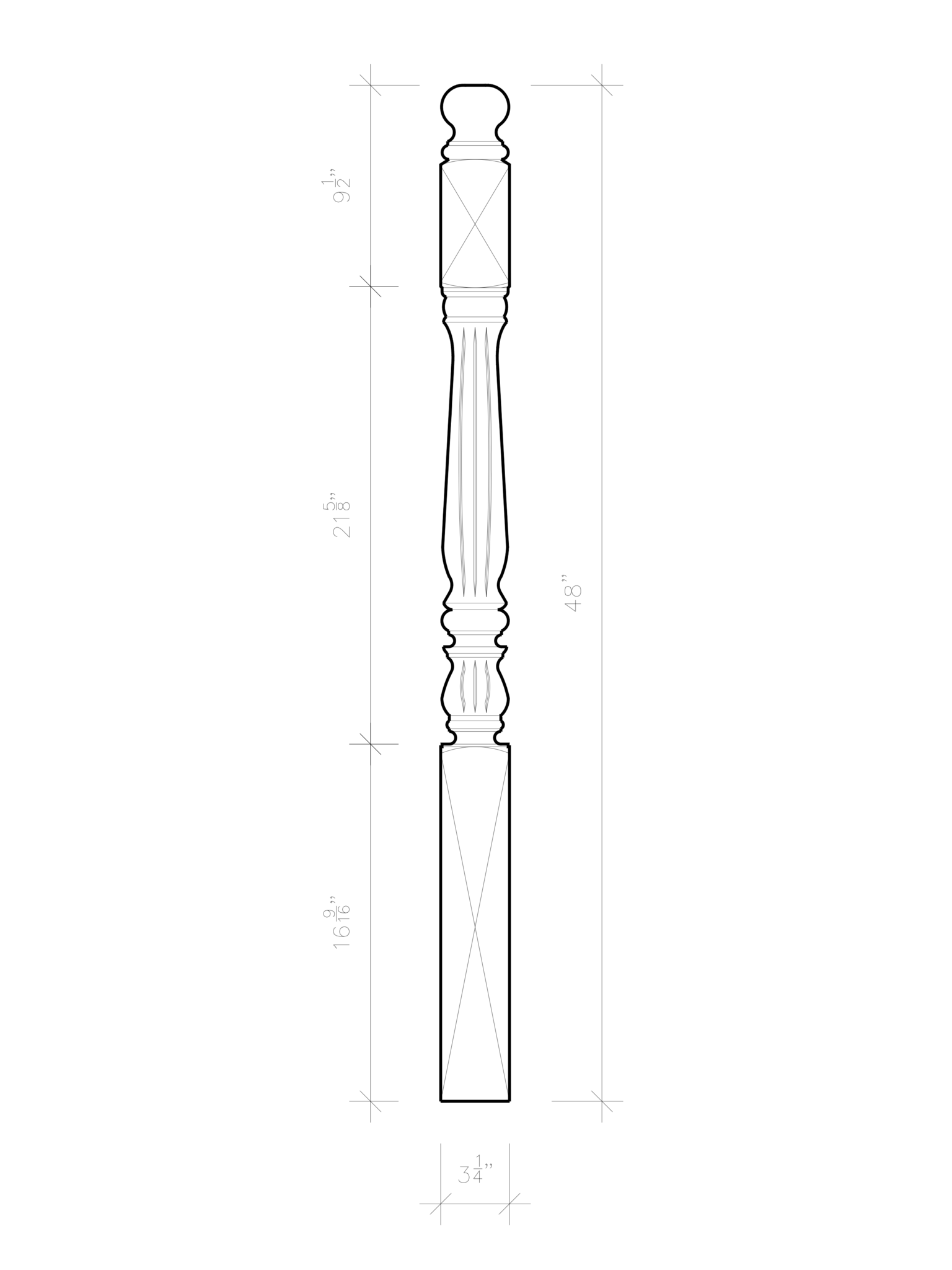 Park Ave Post to Post Newel (Reeding)