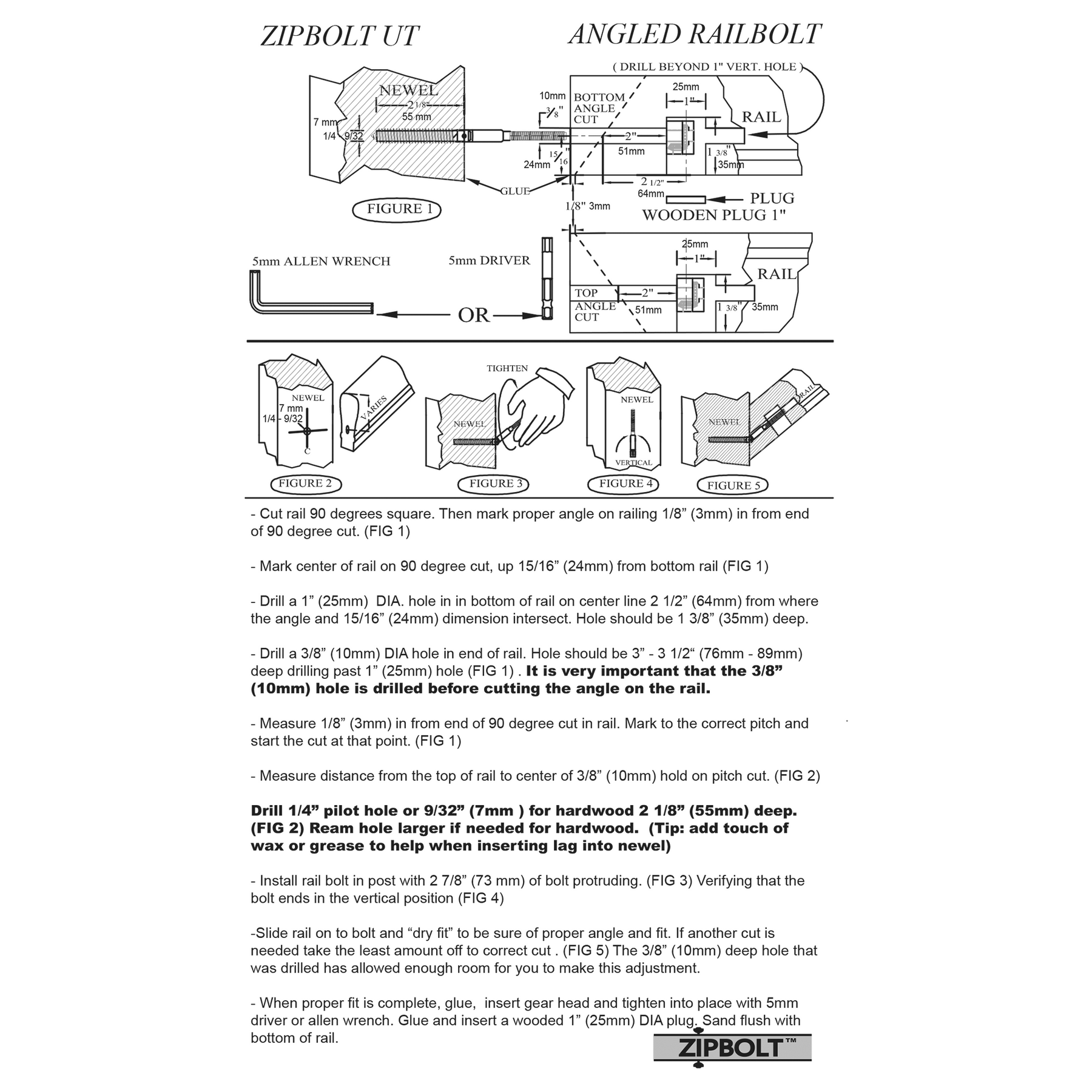 Zipbolt Angled Railbolt