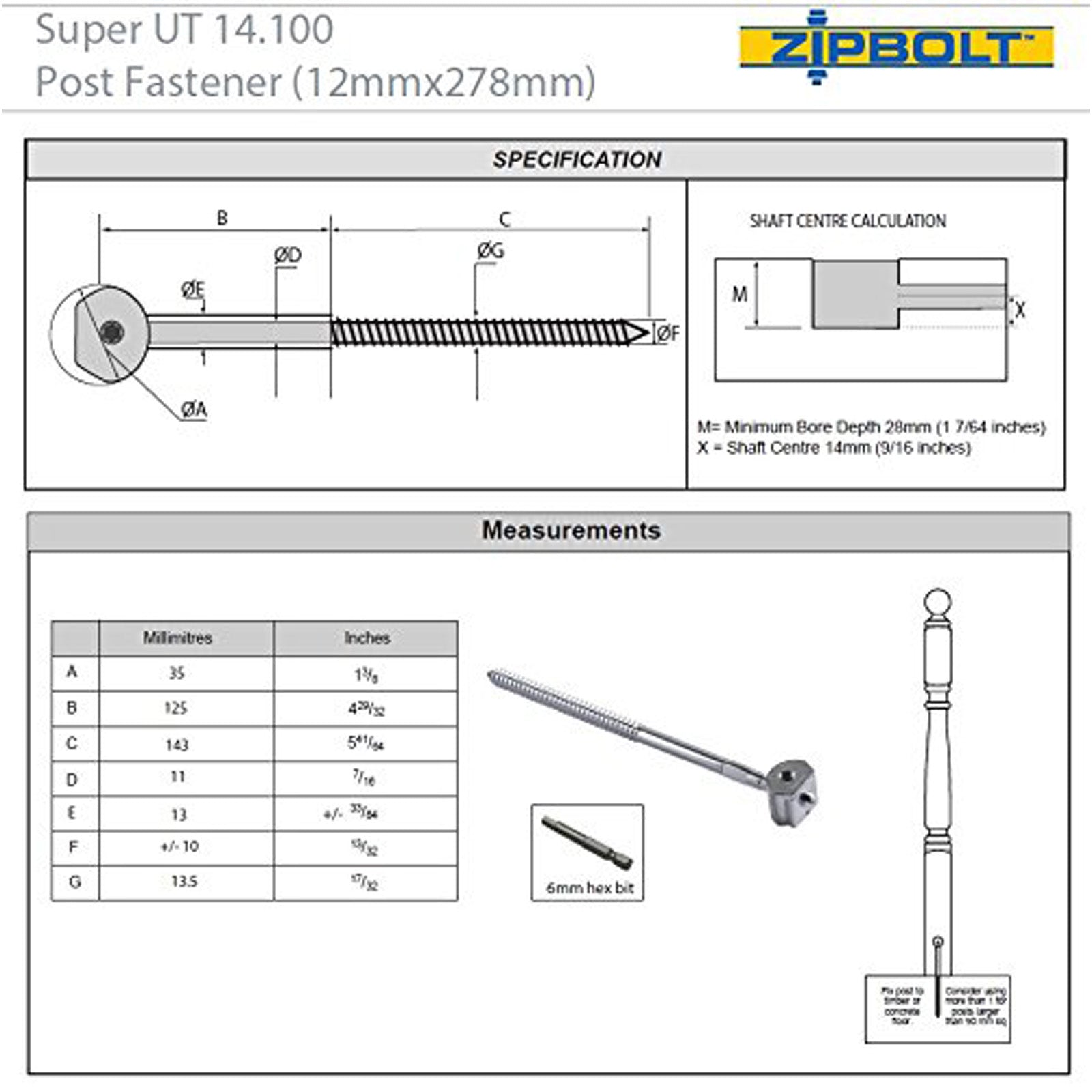 Zipbolt Super UT Post Fastener