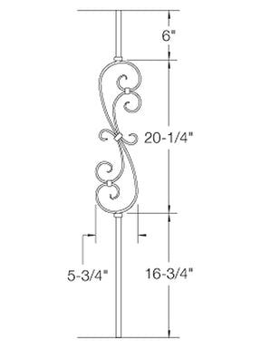Iron Baluster 2GR56 - 5/8" Round - S Scroll