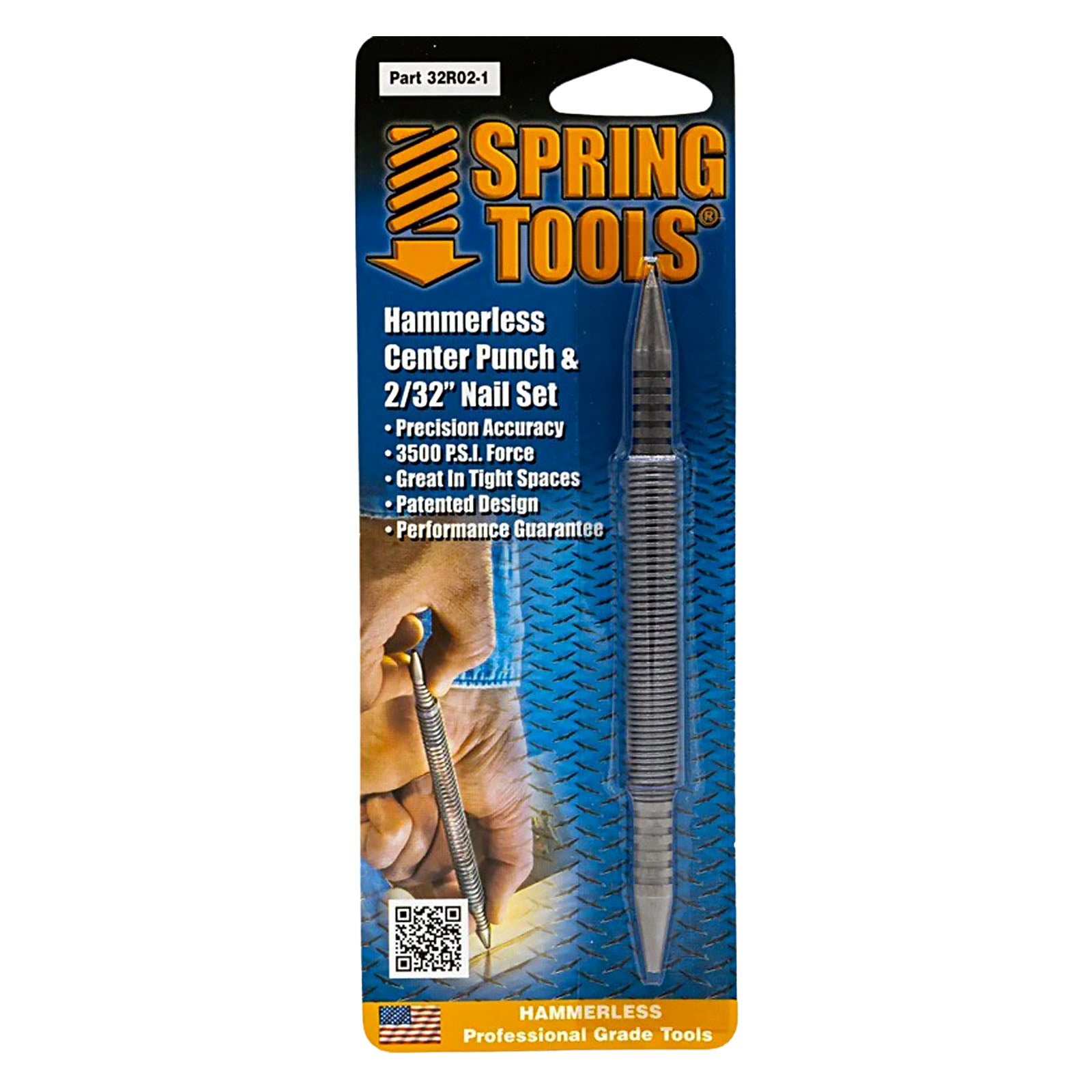 Spring Tools 32R02-1 Hammerless 2/32" Nail Set & Center Punch