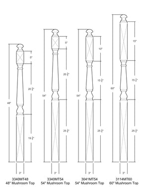 Colonial 4010MT Series Mushroom Top Newel Post (3")