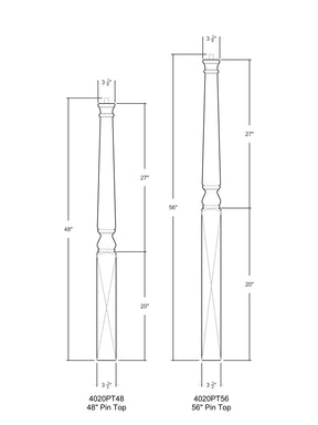 Colonial 4020PT Series Pin Top Newel Post (3-1/2")