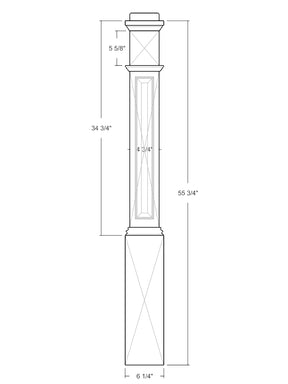 Box Newel 4091RP - Raised Panel (6-1/4")