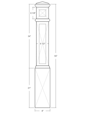 Box Newel 4098FP - Flat Panel (8")