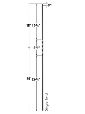 Iron Baluster 9001 - 1/2" Square - Twist